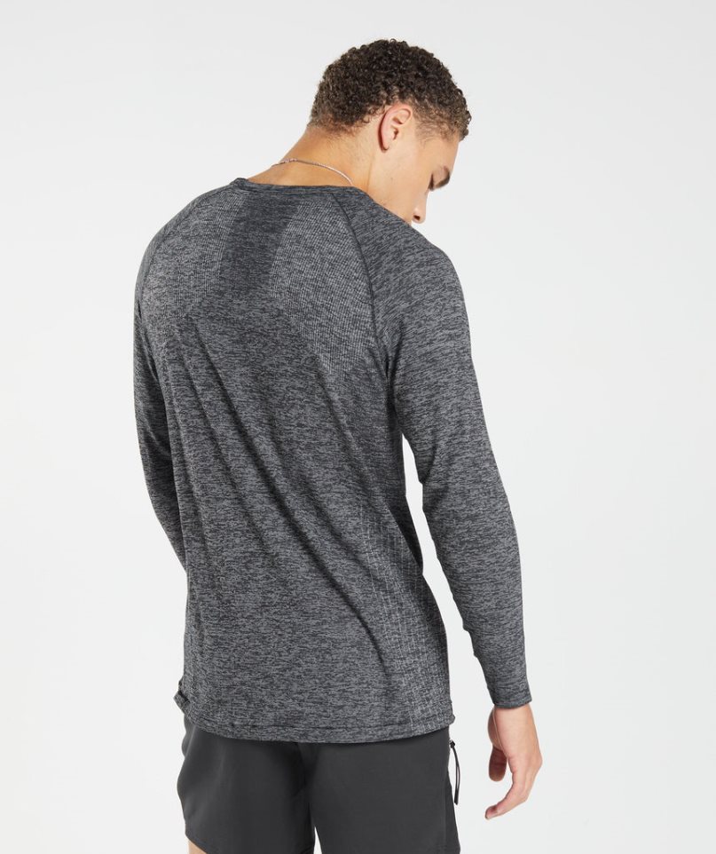 Men's Gymshark Retake Seamless Long Sleeve T-Shirts Dark Grey | CA 1A0768